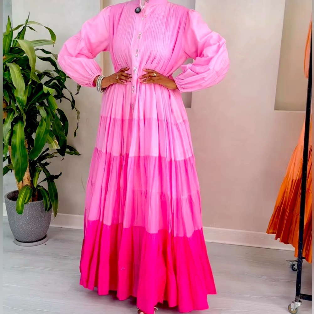 Ombré pink maxi dress L- Ramadan modest fashion